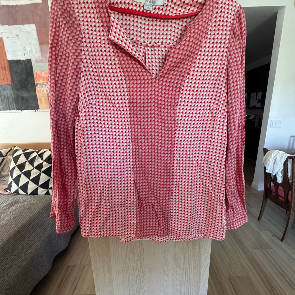 Boden Pink and White Patterned Blouse